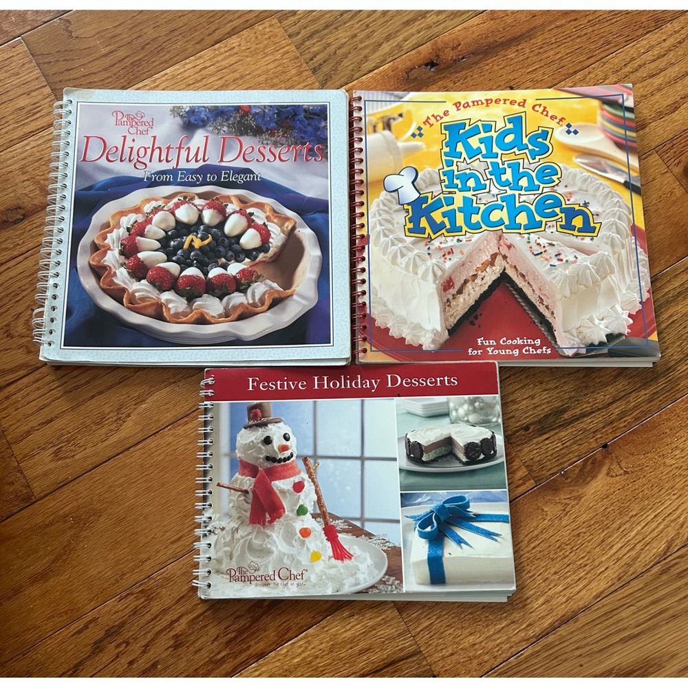 Pampered Chef Cookbook Lot of 3 Delightful Desserts Kids in Kitchen Holiday Book